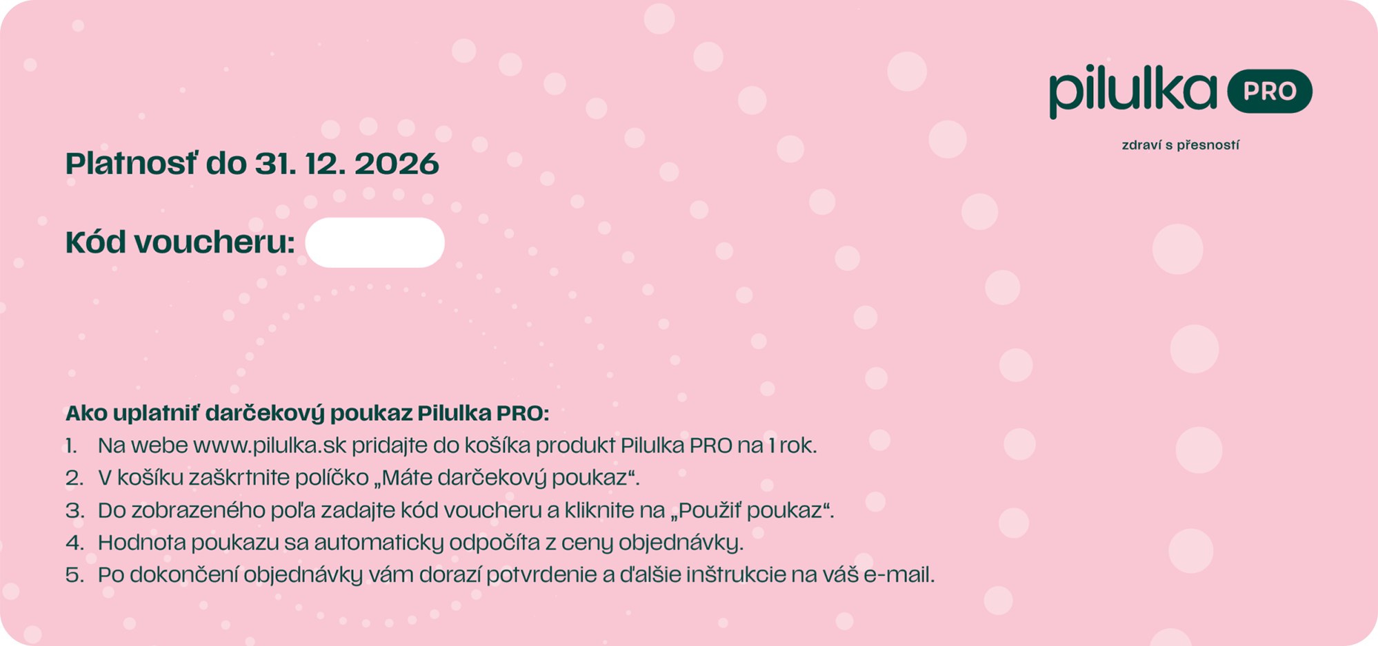 Pilulka PRO na rok ako darček – poukaz elektronicky