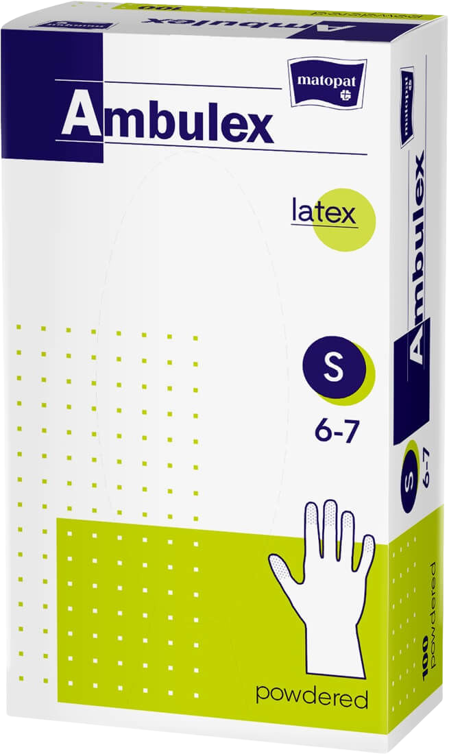 Ambulex rukavice latexové veľ. S nesterilné pudrované 100 ks
