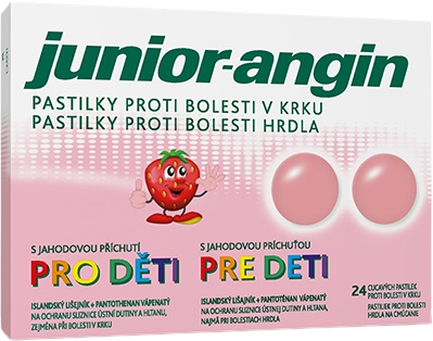Junior-angin pre deti s jahodovou príchuťou 24 pastiliek