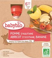 Babybio doypack jablko, marhuľa, banán 4 x 90 g