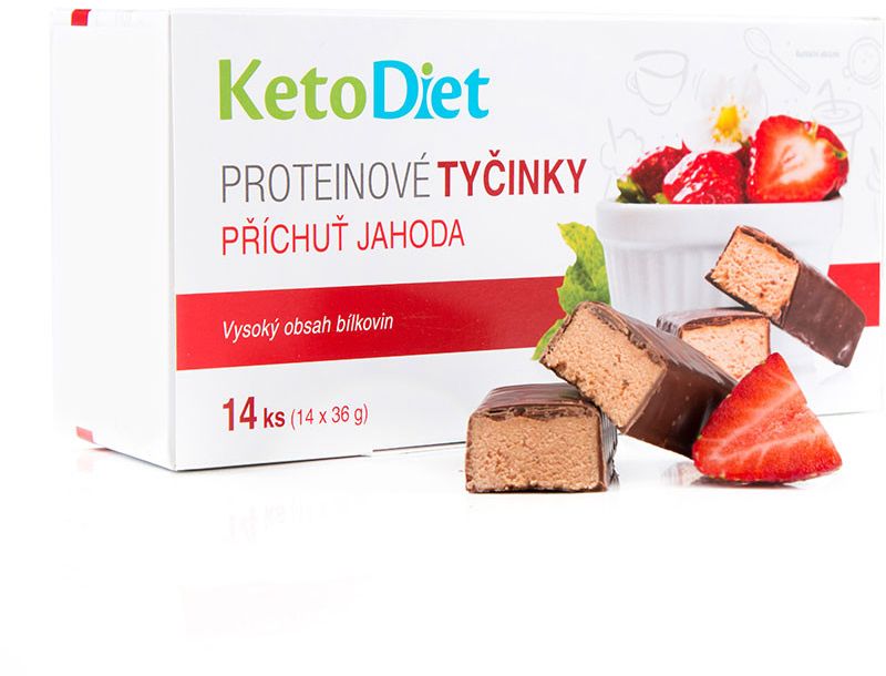 KetoDiet Proteínové tyčinky s príchuťou jahody, 14 x 36 g