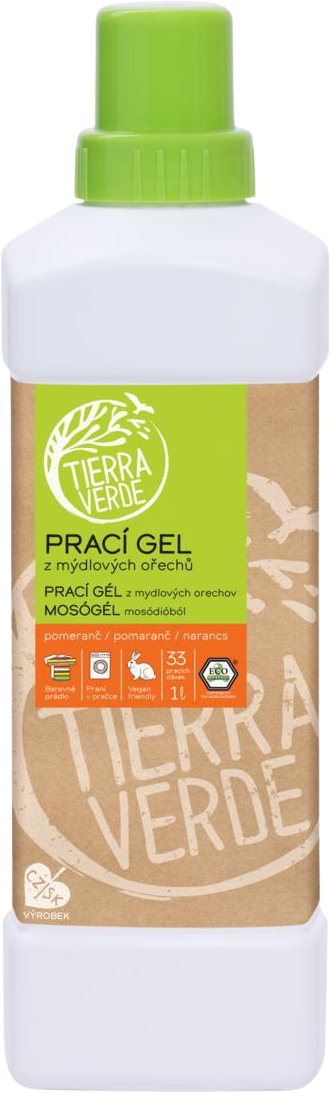Tierra Verde Prací gél z mydlových orechov s BIO pomarančovou silicou 1 l