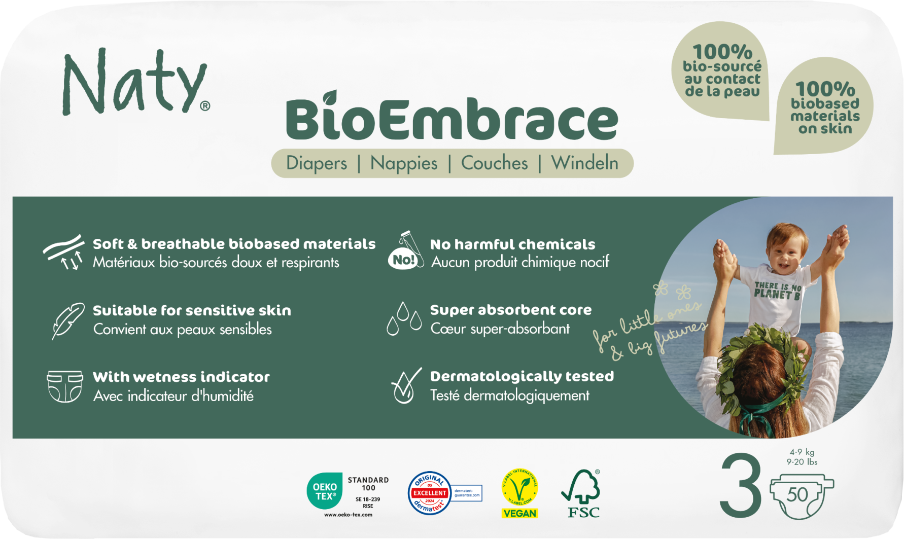 Eco by Naty Plienky midi 4-9 kg - Economy pack 50 ks