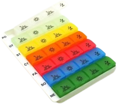 Obzor Dávkovač liekov typ 04 týždenný dúhový