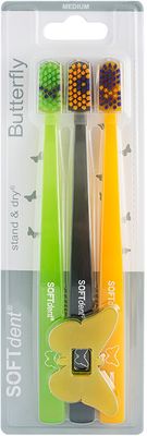 SOFTdent Butterfly Zubná kefka MEDIUM 3 ks