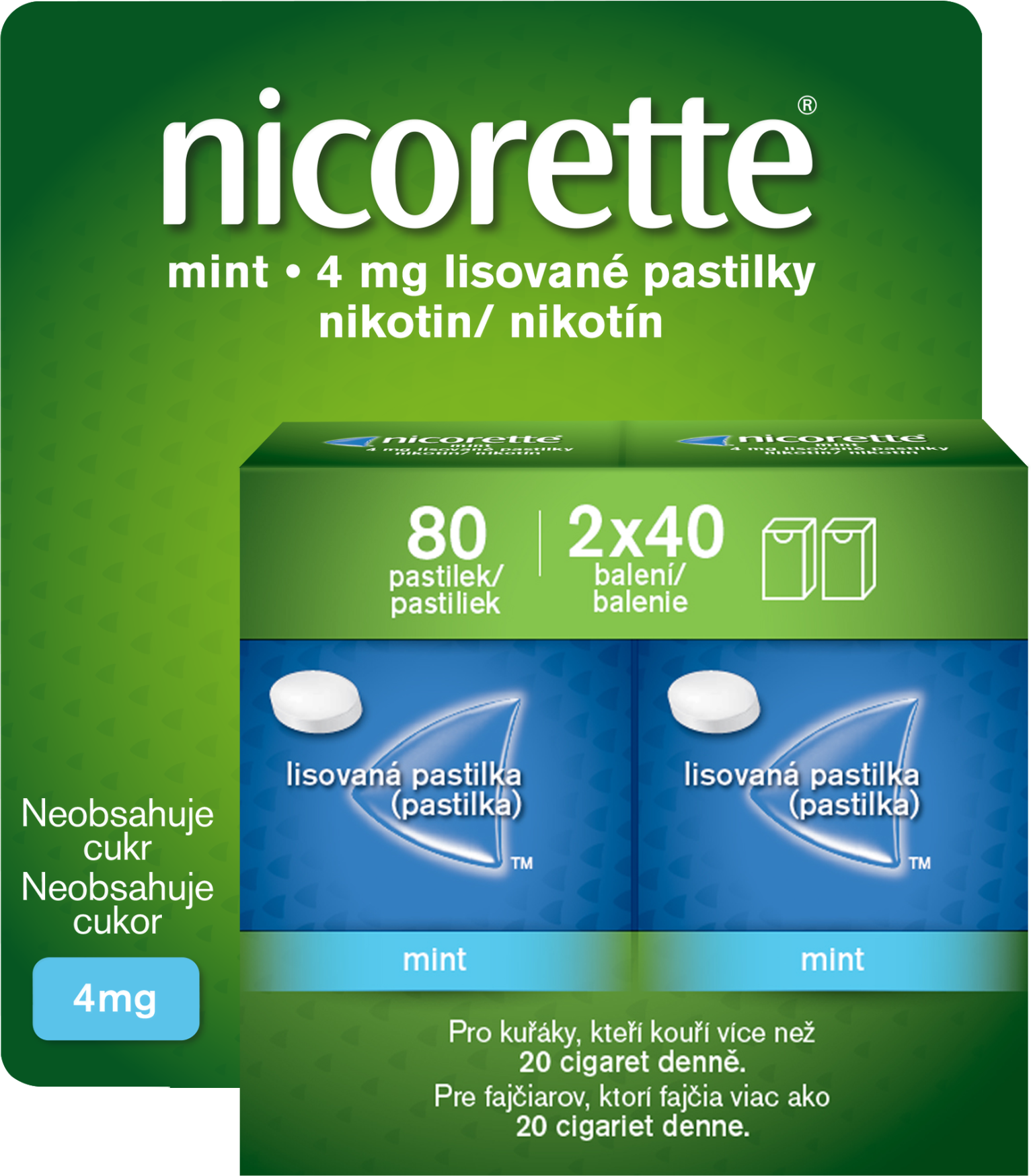 Nicorette Mint 4 mg 2 x 40 ks