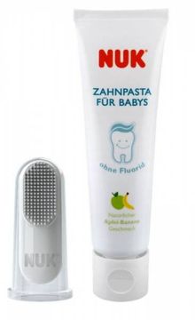 Nuk Set Detská zubná pasta + náprstok na čistenie 40 ml
