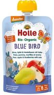 Holle Organické pyré Blue bird, hrušky, jablká a čučoriedky s vločkami 100 g