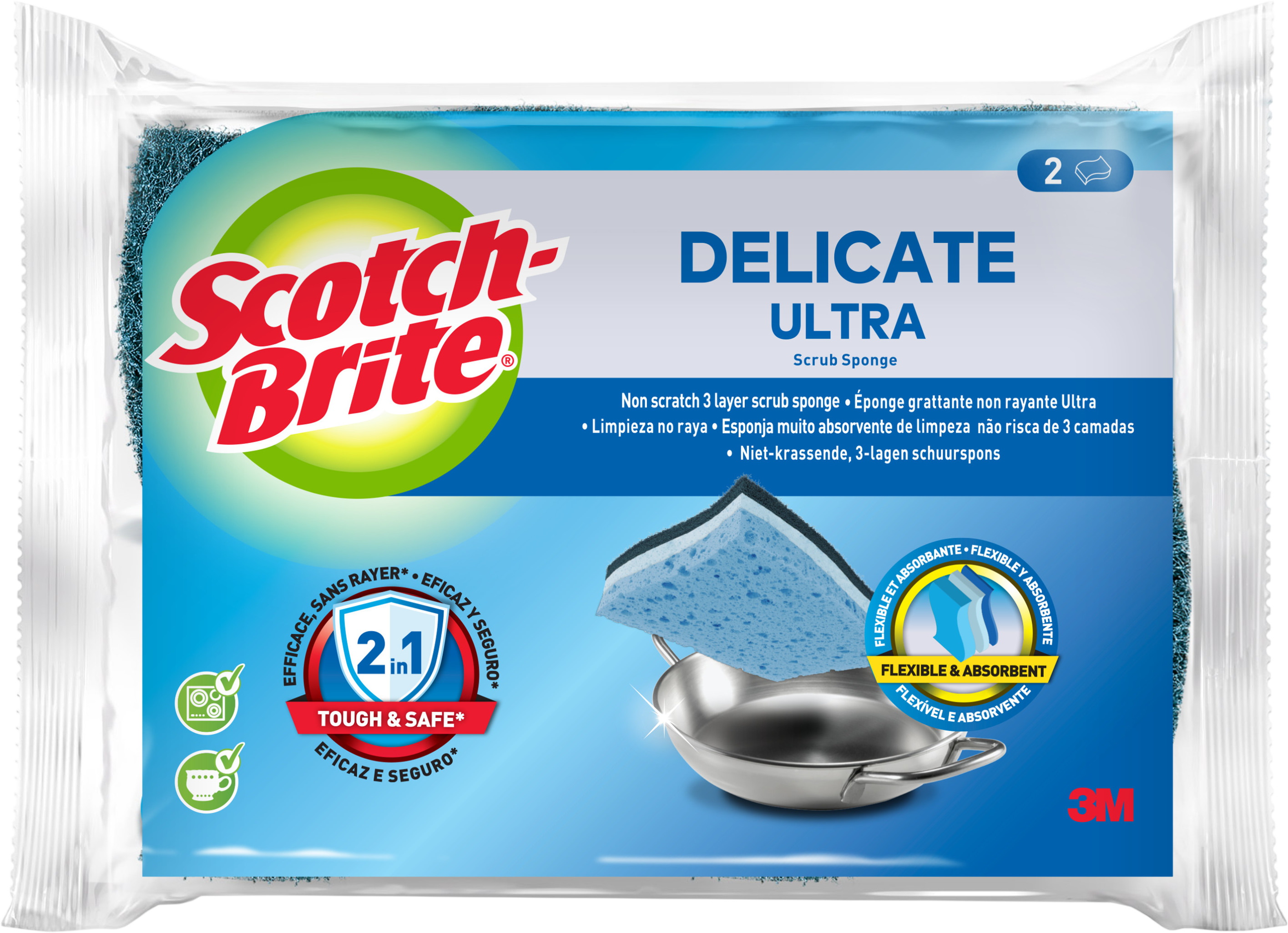 3M Nexcare Scotch-Brite® Delicate Ultra nepoškriabajúce hubky 2 ks