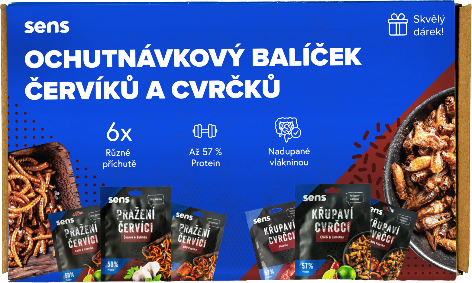 Sens Ochutnávkový balíček cvrčkov & červíkov 6 ks