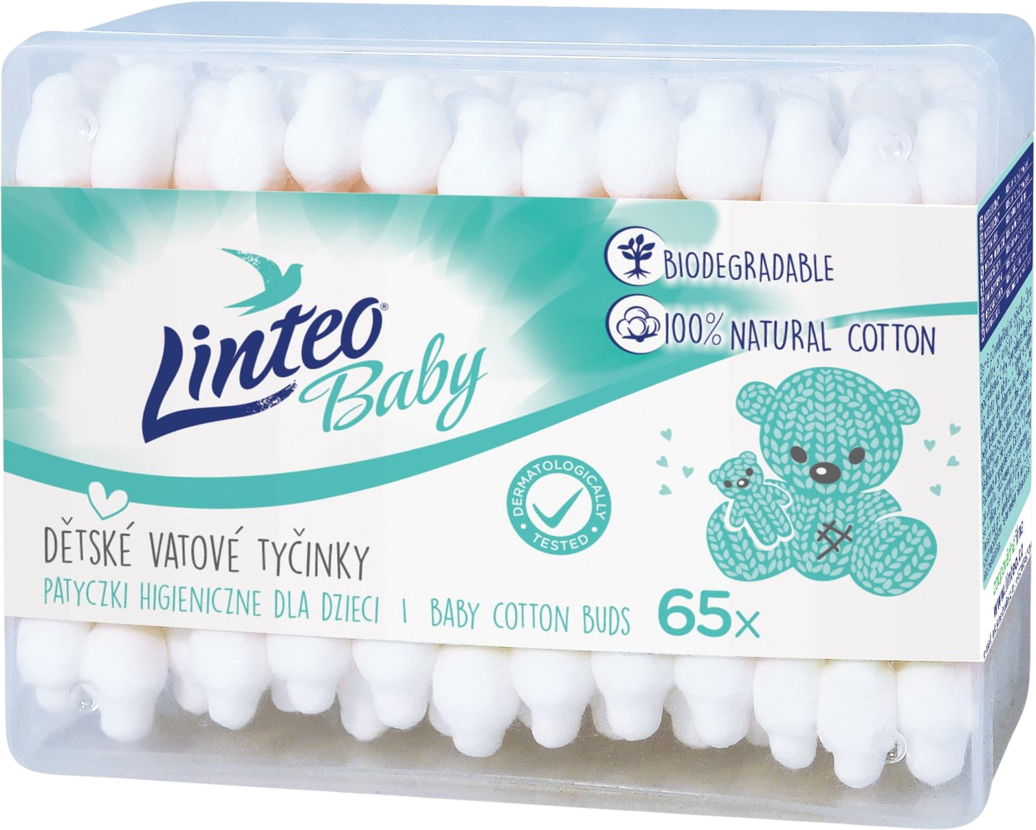 Linteo Baby Papierove vatové tyčinky box 65 ks