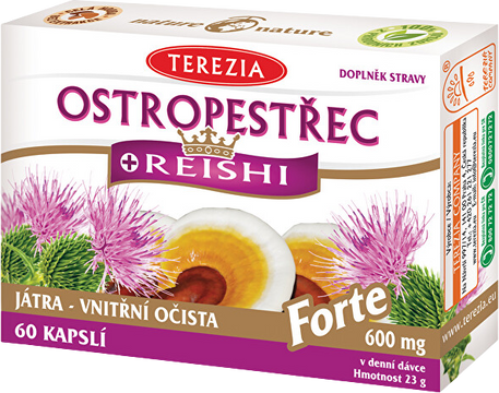 Terezia Pestrec + reishi forte 600 mg 60 kapsúl