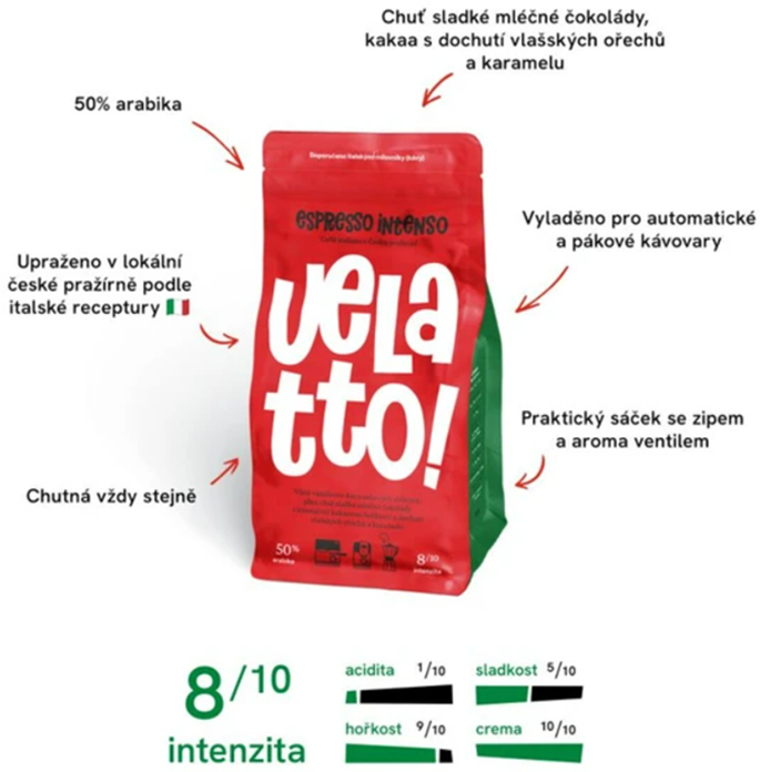 Velatto Espresso Intenso zrnková 1000 g