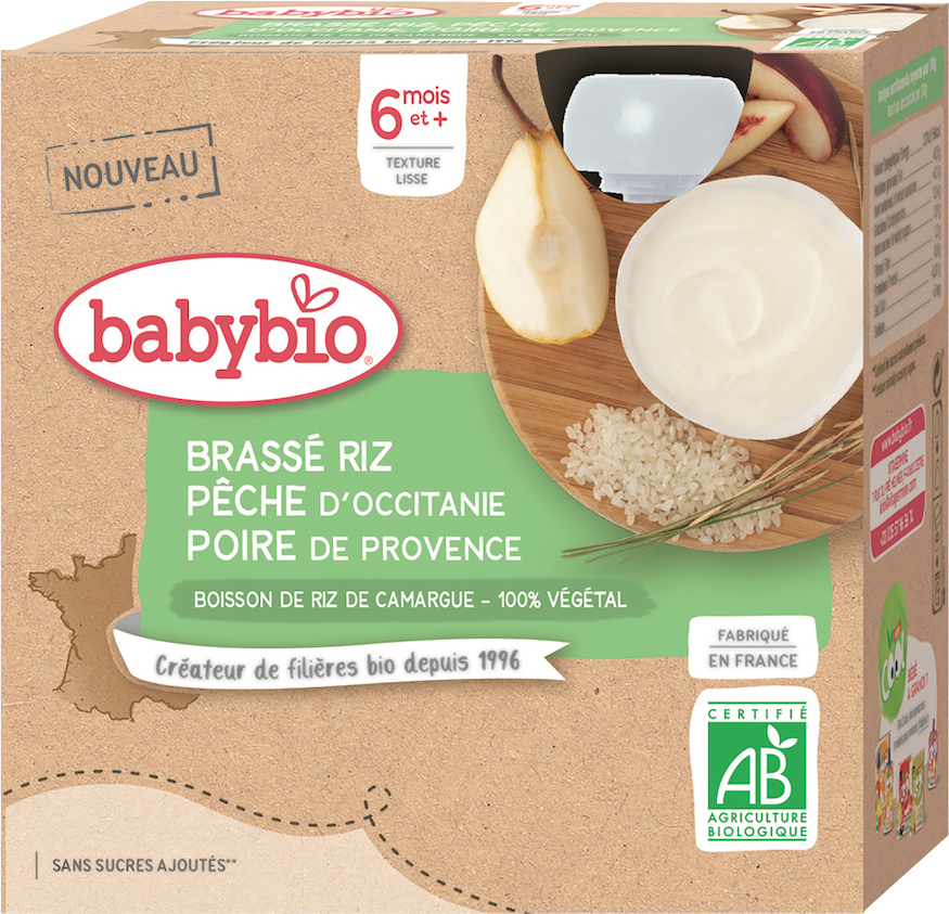 Babybio ryžová kaša s broskýň a hruškou 4 x 85 g