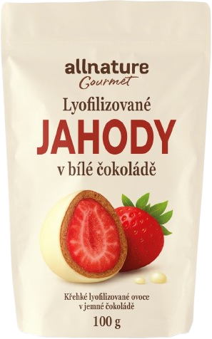 Allnature Mrazom sušené jahody v bielej čokoláde 100 g