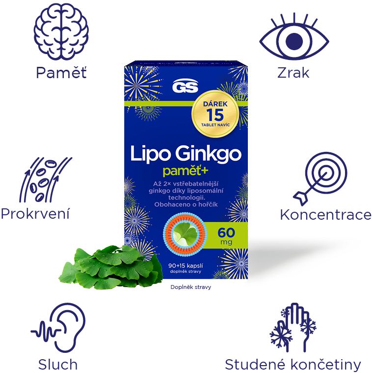 GS Lipo Ginkgo pamäť+ 105 kapsúl