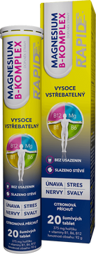 Glenmark Magnesium B-komplex RAPID citrónová príchuť 20 šumivých tabliet