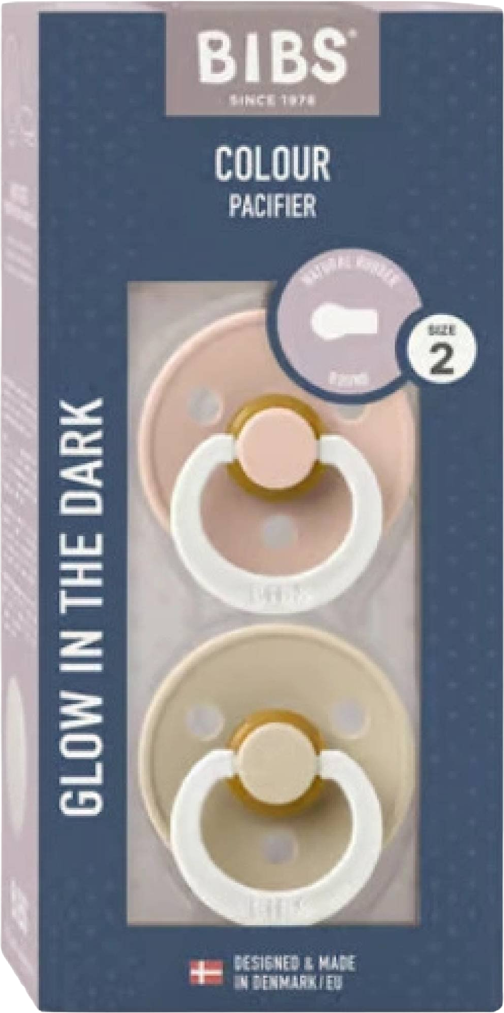 BIBS Colour Cumlíky z prírodného kaučuku, veľkosť 2, Vanilla nočný/Dark Oak nočný 2 ks