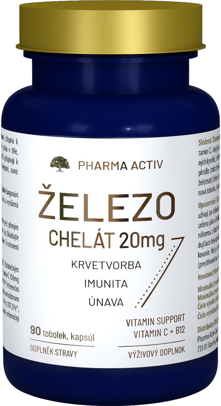 Pharma Activ Železo chelát 20mg 90 tvrdých kapsúl