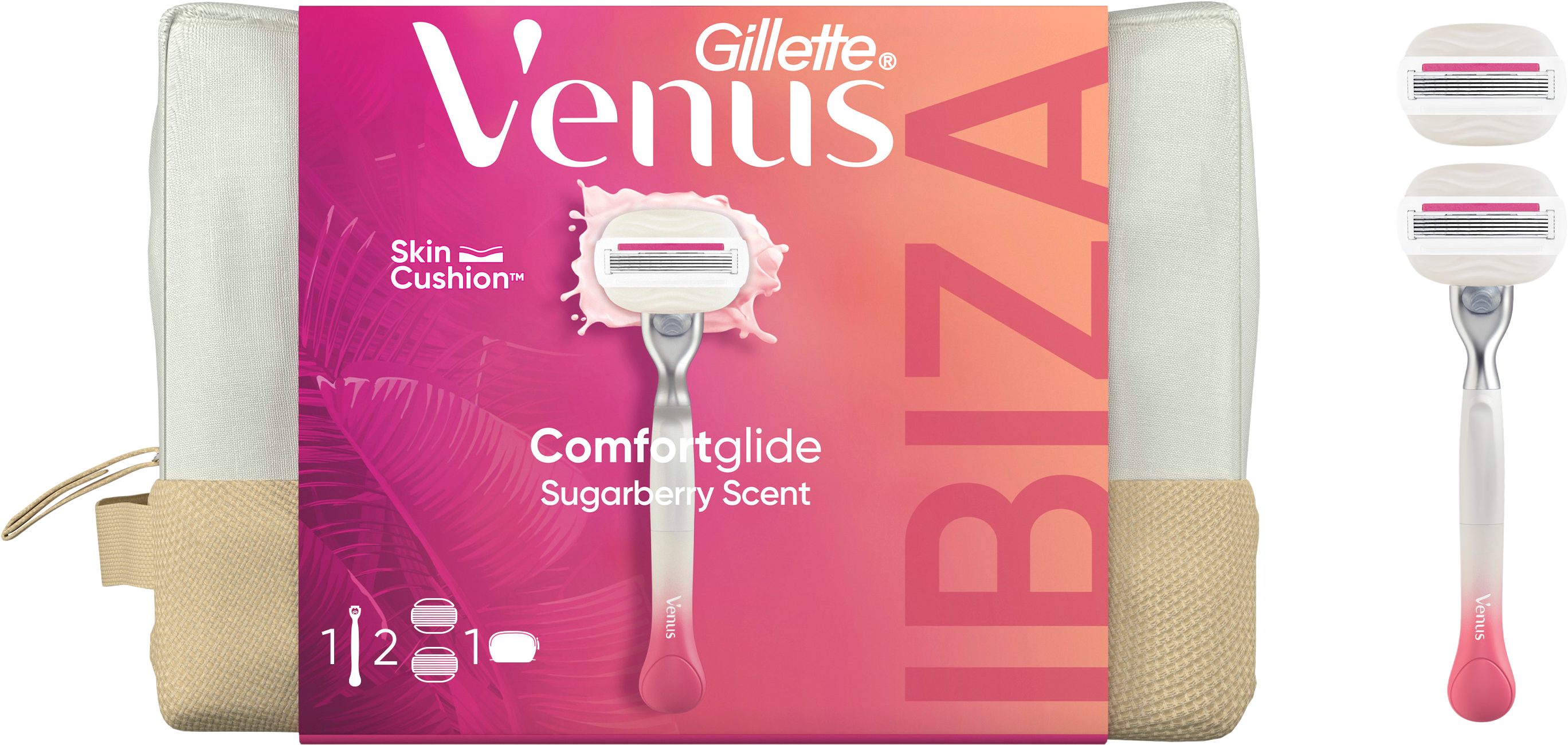 Gillette Venus Comfortglide Festival dámska darčeková taška: holiaci strojček + 2 hlavice + toaletná taška