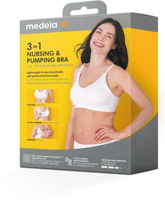 Medela Podprsenka 3v1 pre dojčenie a odsávanie, biela L