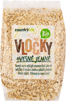 Country Life Vločky ovsené jemné BIO 500 g