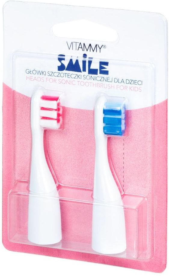 Vitammy SMILE Náhradné násady na detské zubné kefky Smile, ružová/modrá, 2 ks