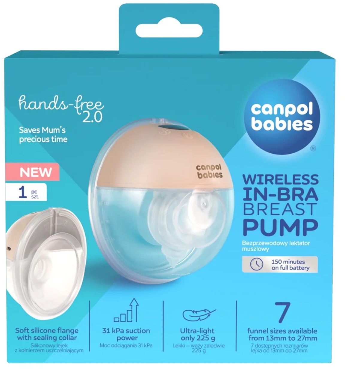 Canpol babies Elektrická odsávačka materského mlieka do podprsenky Hands-Free 2.0 150 ml