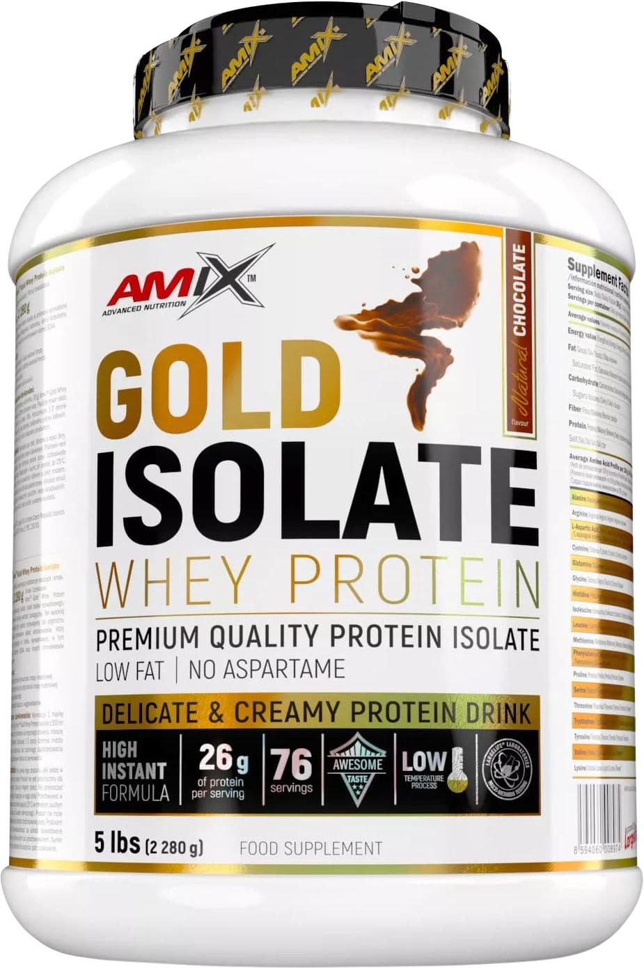 Amix Gold Whey Protein Isolate prírodná čokoláda 2280 g