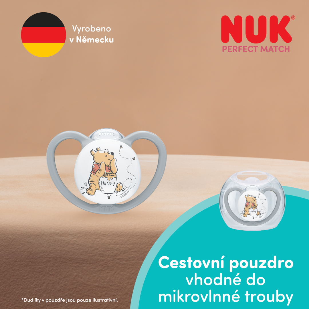 Nuk Cumlík Perfect Match AIR DISNEY Medvedík Pú GREY 6-18m BOX