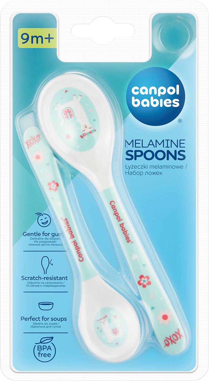 Canpol babies Melamínové lyžice Exotic Animals tyrkysové 2 ks