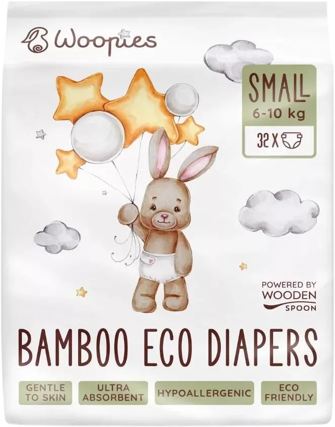 Woopies Detské EKO plienky SMALL (6-10kg) Wooden Spoon 32 ks