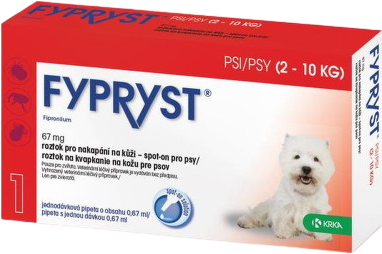 Fypryst Psy 2-10 kg Roztok na kvapkanie na kožu pre psov 1 ks