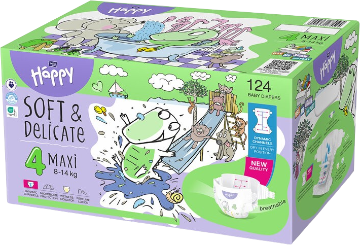 Bella Happy Soft&Delicate Pleny jednorázové Maxi Box 8-14 kg 124 ks