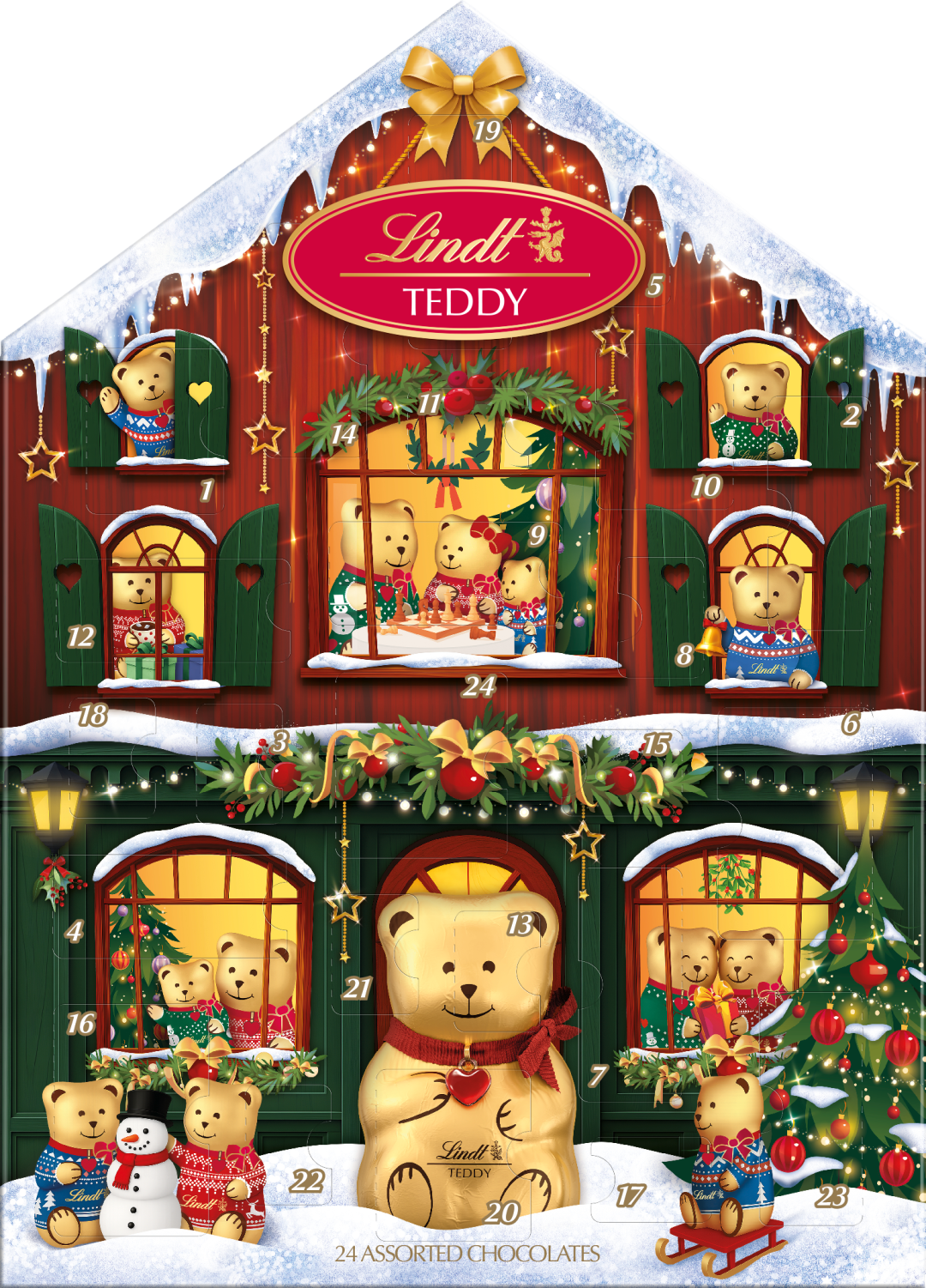 Lindt Čokoládový vianočný kalendár v tvare domčeka 146 g