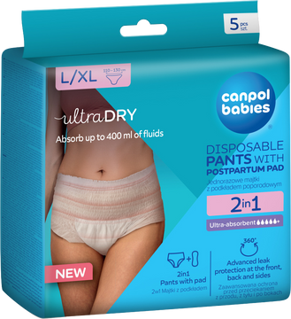 Canpol babies Jednorazové popôrodné nohavičky s vložkou 2v1 L/XL 5 ks