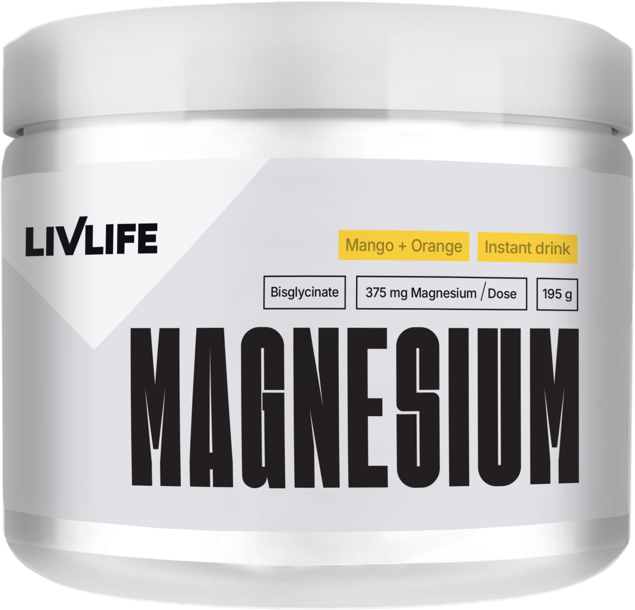 Livlife Magnesium bisglycinate 12% drink mango + pomaranč 195 g