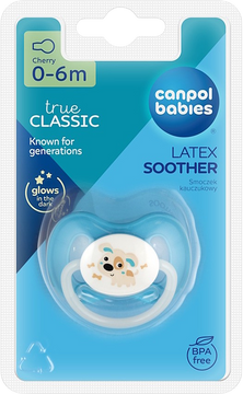 Canpol babies Cumlík svietiaci kaučuková čerešnica BUNNY&COMPANY 0-6m modrý 1ks
