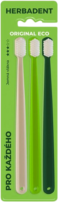 Herbadent Original ECO 3* Tripplepack Zubná kefka, jemné vlákna 3 ks