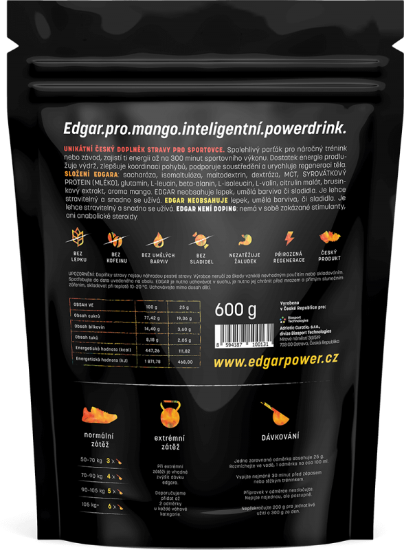 Edgar Powedrink mango 600 g