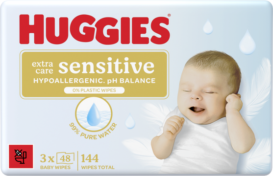 Huggies® Extra Care Sensitive Triplo obrúsky 3 x 48 ks