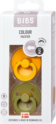 BIBS Colour Cumlíky z prírodného kaučuku, veľkosť 2, Honey Bee/Olive 2 ks