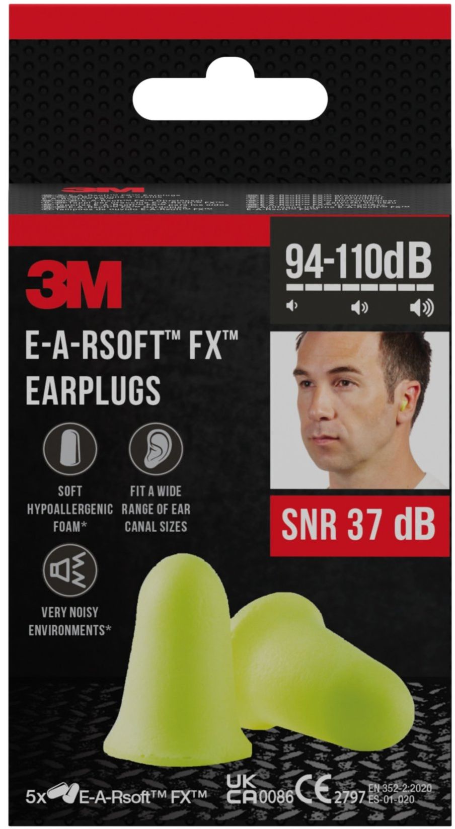 3M Zátkové chrániče sluchu E-A-Rsoft™ FX™, SNR 37 dB, žlté 5 ks