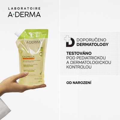 A-Derma Exomega Control zvláčňujúci sprchový olej - recyklovateľná ECO náhradná náplň 500 ml