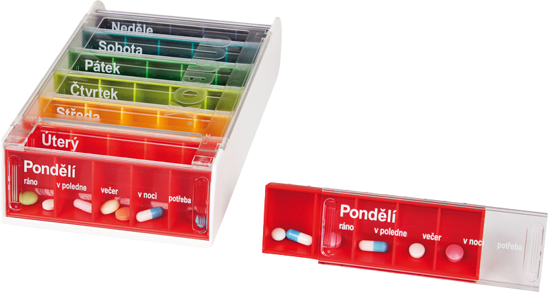 Anabox Dávkovač na lieky 7 dní duha