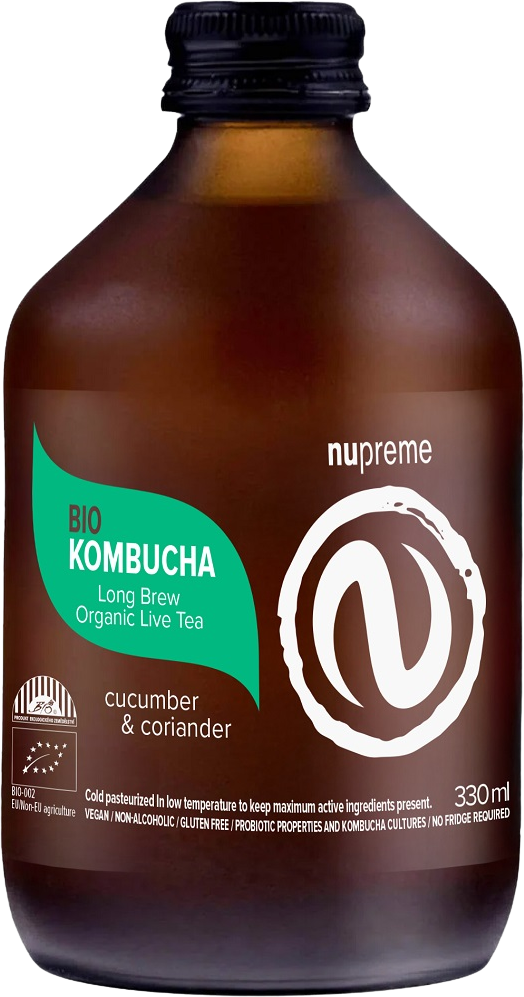 Nupreme Kombucha uhorka & koriander BIO 330 ml