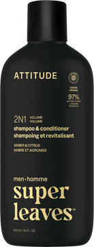 Attitude Pánsky šampón a kondicionér na objem 2v1 Super leaves Amber a Citrus 415 ml