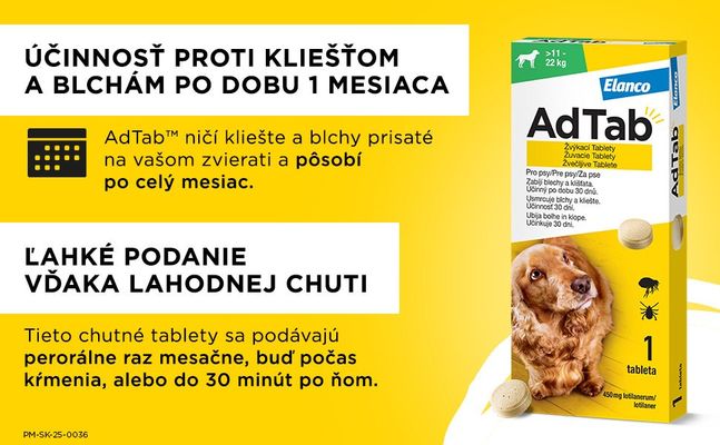 AdTab 450mg Žuvacia tableta pre psov 11-22kg