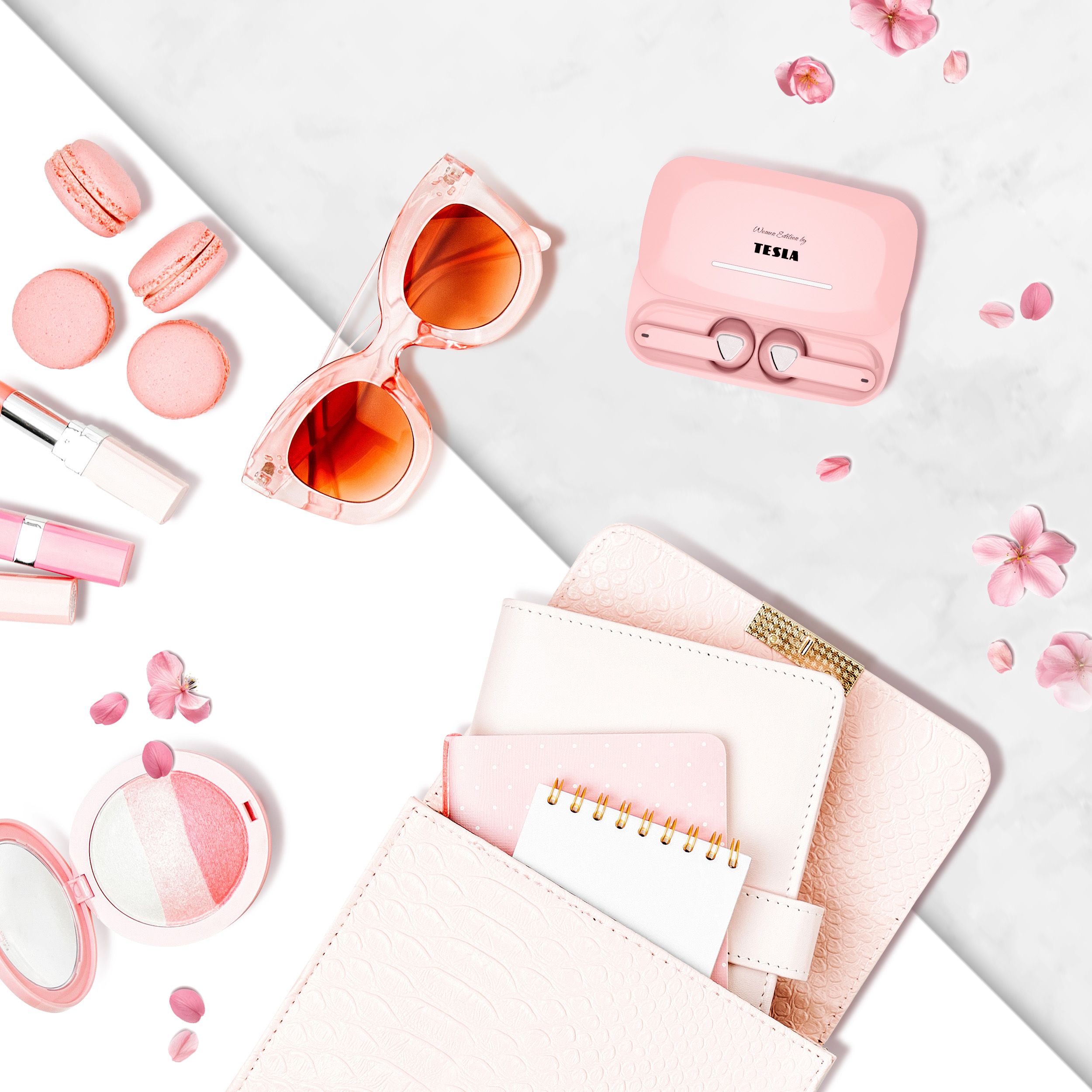 Tesla Sound EB20 - bezdrôtové Bluetooth slúchadlá (Blossom Pink)