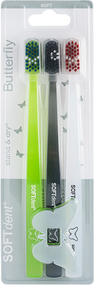 SOFTdent Butterfly Zubná kefka SOFT 3 ks